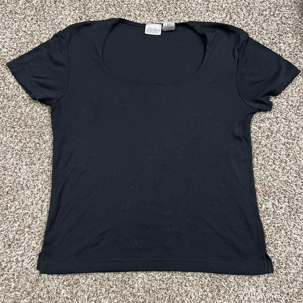 Vintage Black Square Neck Top